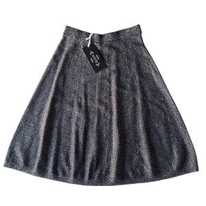 Nanette Lepore Black and Gold Metallic Knit Sweater A-Line Skirt size XS NWT